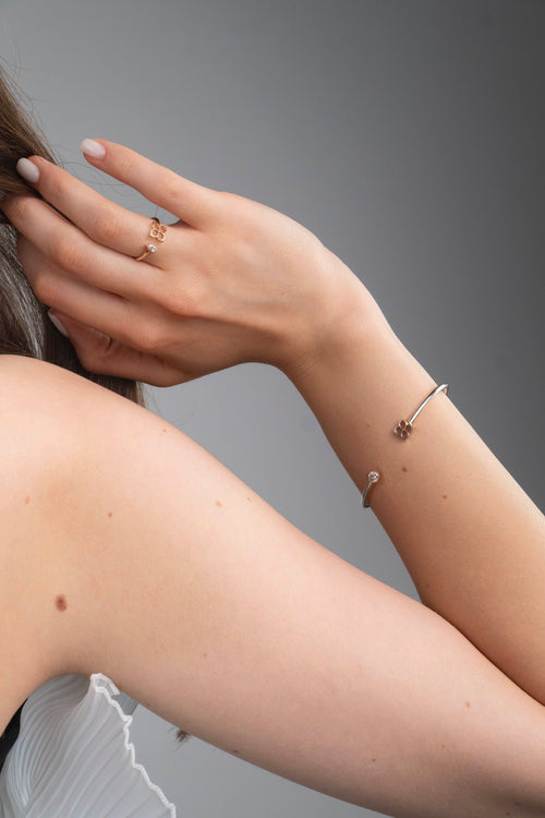 Brățară Lumière Blanche din Aur alb 14K și diamant natural 0.30 Ct