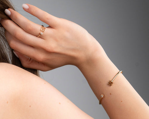 Brățară Lumière Solaire din Aur Galben 14K și Diamant Natural 0.30 Ct