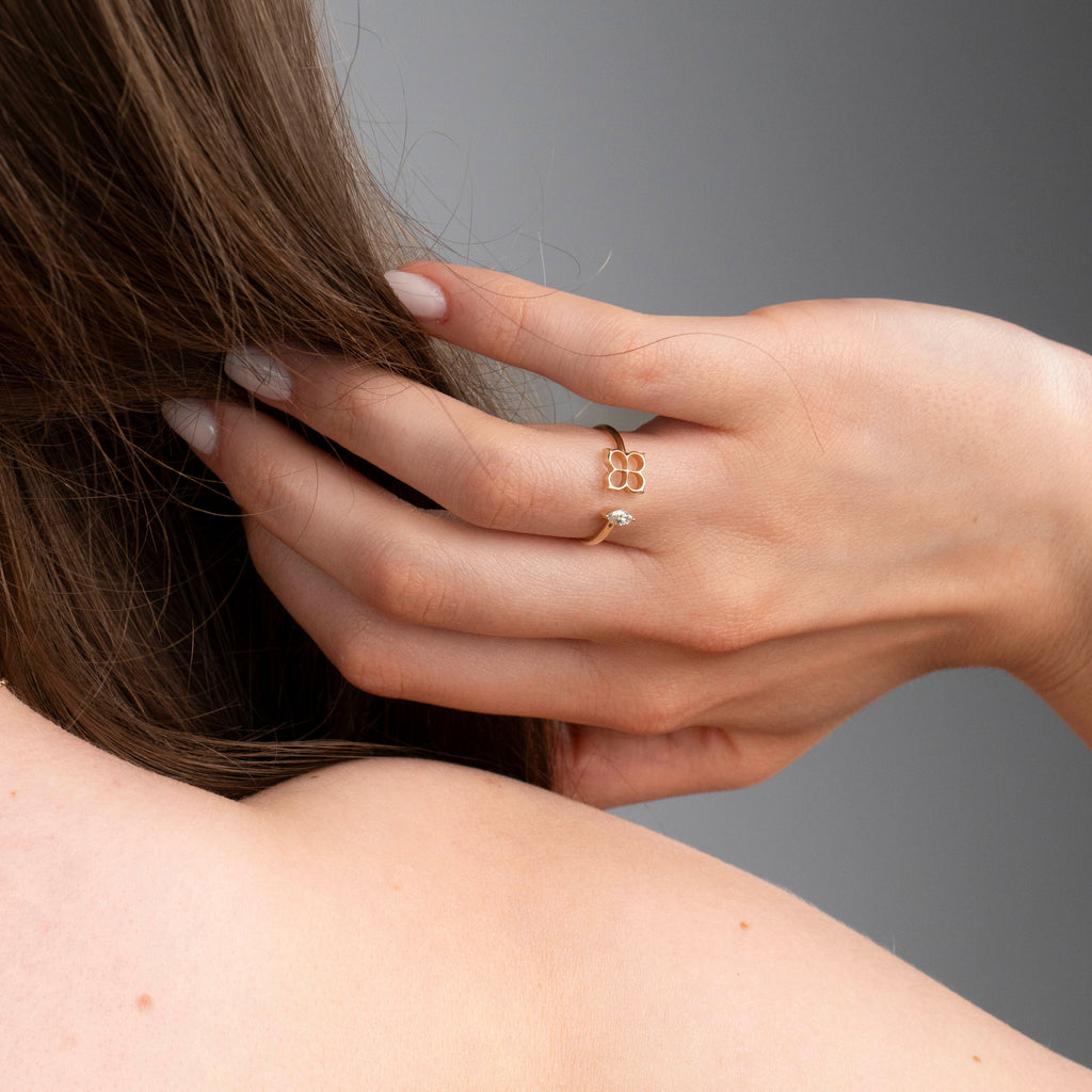 Inel Lumière Solaire din aur 14K cu diamant natural 0.20 ct